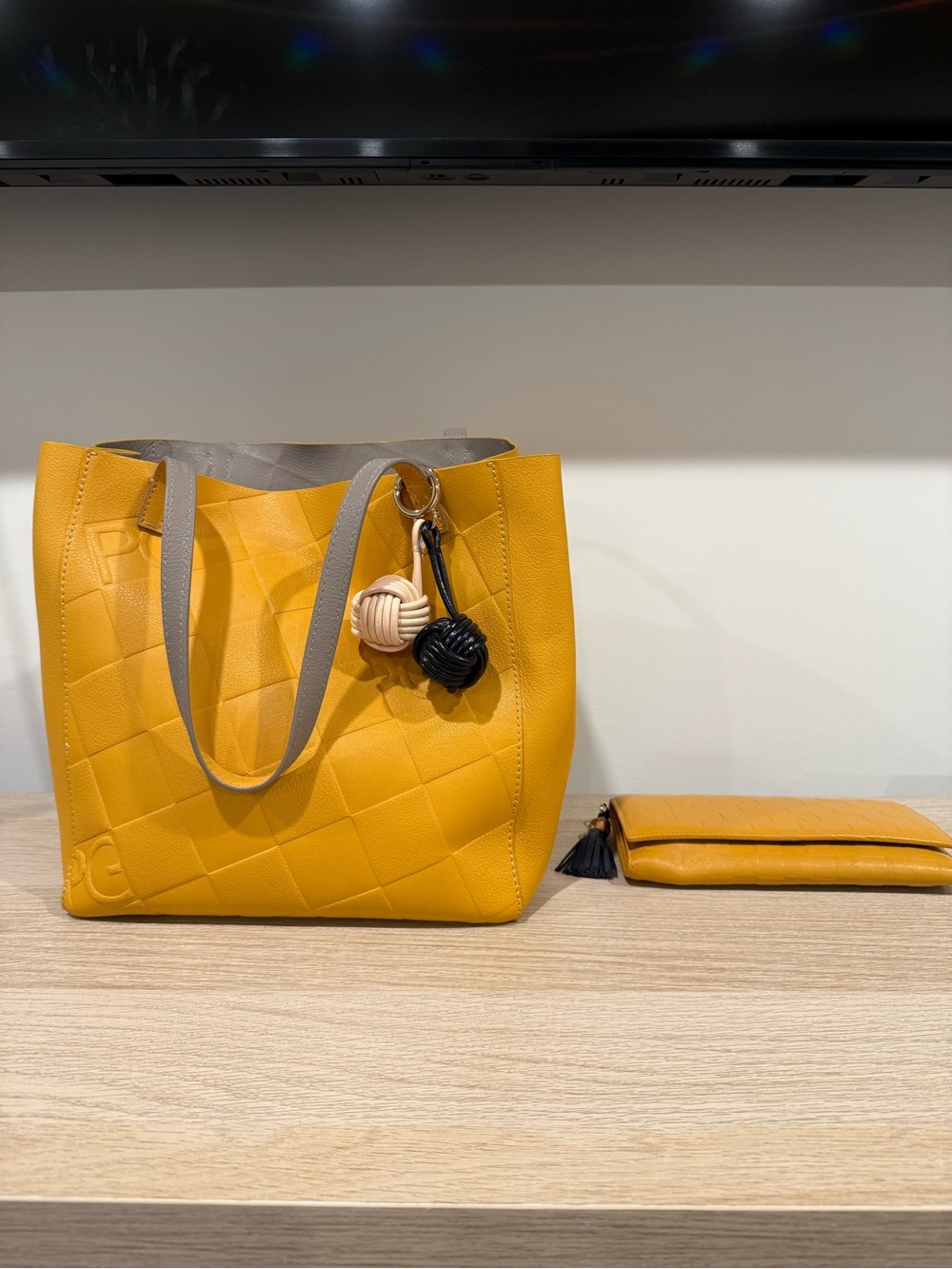 Paris Georgia Yellow Leather Tote & Wallet Set